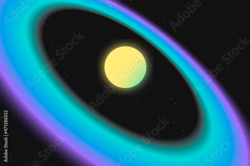 Colorful galaxy background, neon glow planet with gradient design vector
