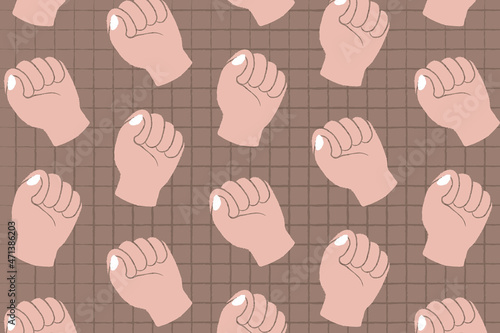 Raised fist background, doodle pattern with empowerment concept vector