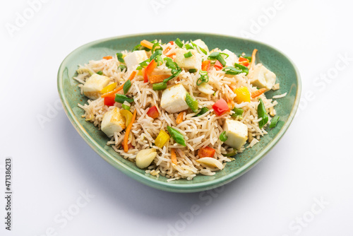 Schezwan or Szechuan paneer fried rice with