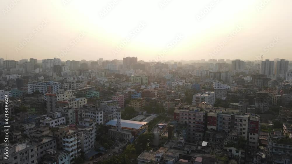 Third World country city aerial drone view during a sunny day cityscape, Asia Third World country city aerial drone view during a sunny day cityscape, Asia