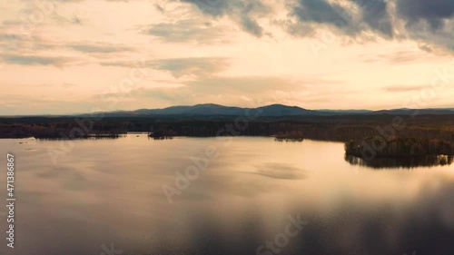 Wallpaper Mural Aerial view of the natural landscape forest on the lake shore at sunset Torontodigital.ca