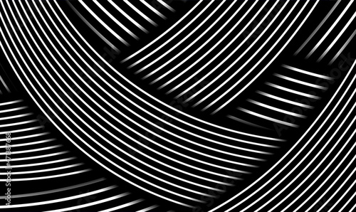 3D modern wave curve abstract presentation background. Luxury paper cut background. Intertwined Black and white shape. Black and White curved line stripe wave. Vector 3d luxurious illustration.