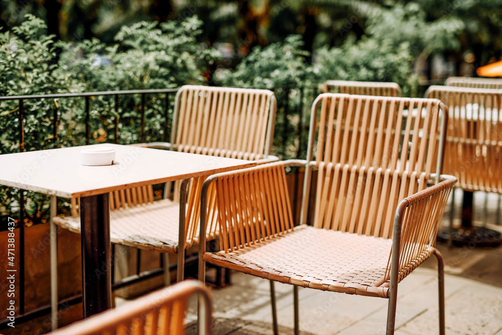 Set of table and chairs in coffee shop