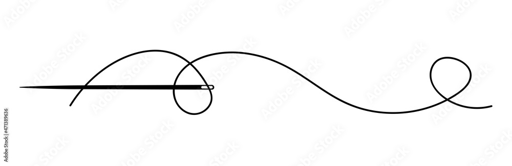 Obraz premium Needle icon. Sewing needle with thread.