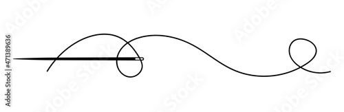Needle icon. Sewing needle with thread.