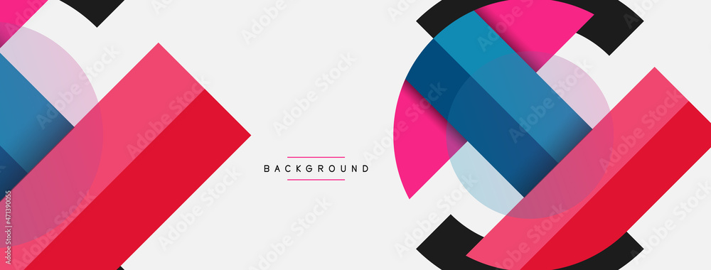 Geometric shapes composition abstract background. Circles lines and rectangles. Vector illustration for wallpaper banner background or landing page Geometric shapes composition abstract background. Circles lines and rectangles. Vector illustration for wallpaper banner background or landing page