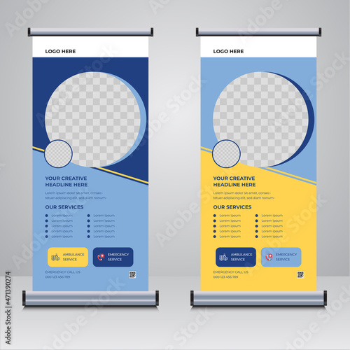 Medical roll up banner design template vector