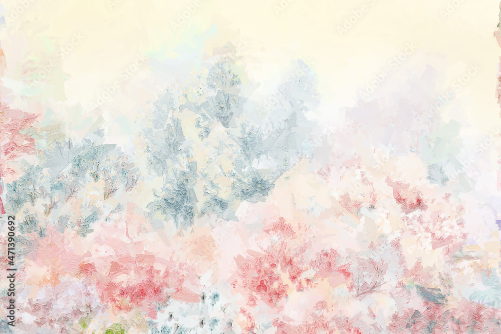Fototapeta premium Beautiful abstract oil painting rose flower and bouquet illustration