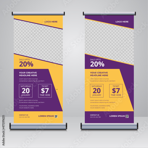 Restaurant food roll up banner design template vector