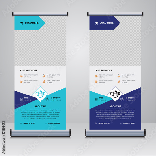 Medical simple roll up banner design template vector