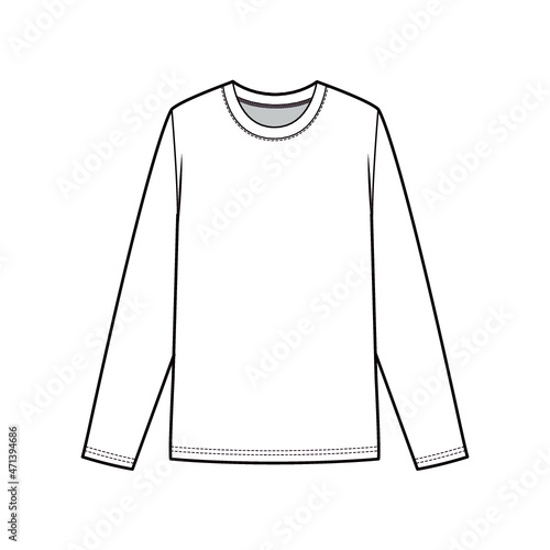 Long Sleeve Tee Fashion Flat Sketch Template