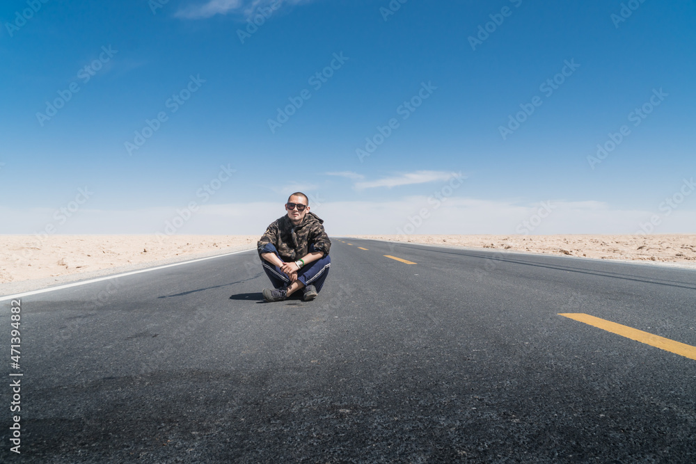 A man traveling in Xinjiang, China