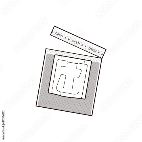 Tea bag, drip bag, coffee vector illustration.