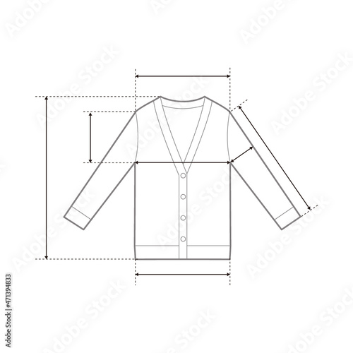 Cardigan Fashion Flat Sketch Template