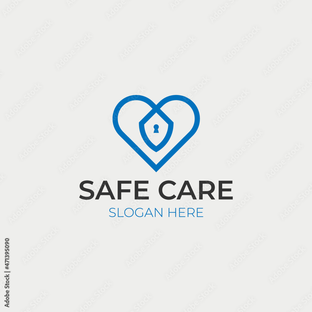 Heart logo icon with security symbol simple and iconic