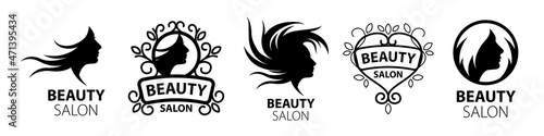 A set of vector logos for a beauty salon on a white background