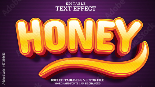 3D Text Effect Editable Honey Premium Vector