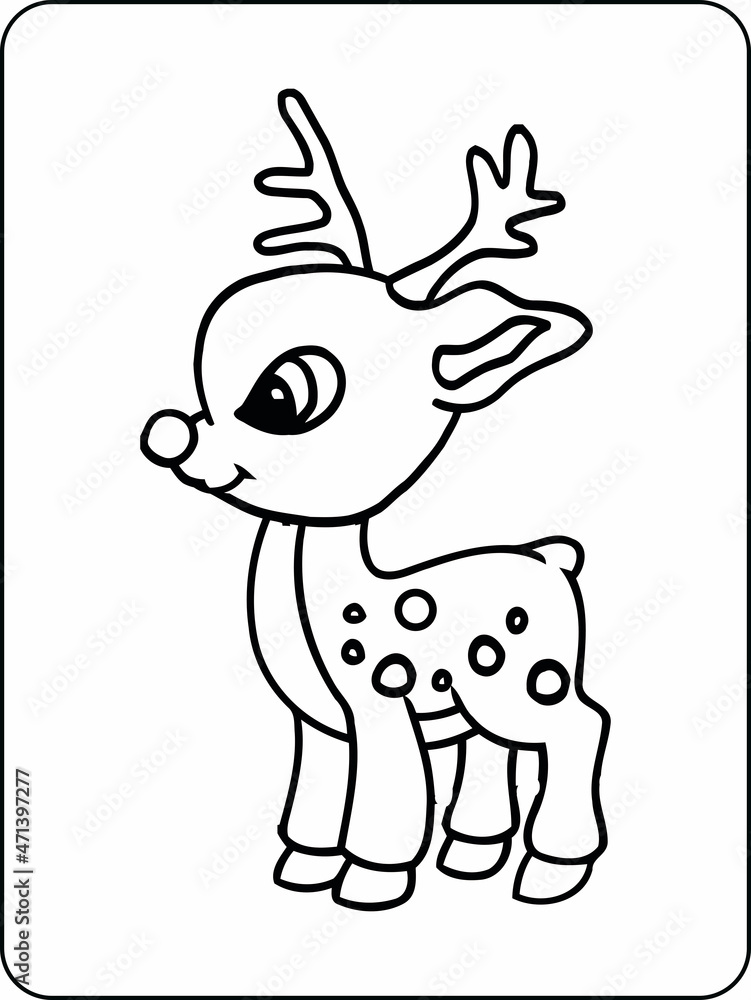 Fototapeta premium Christmas coloring page deer. deer vector, illustration, coloring page for KDP