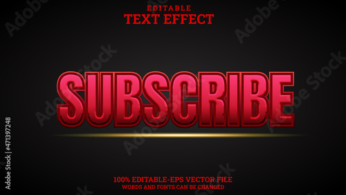 3D Text Effect Editable Subscribe Premium Vector
