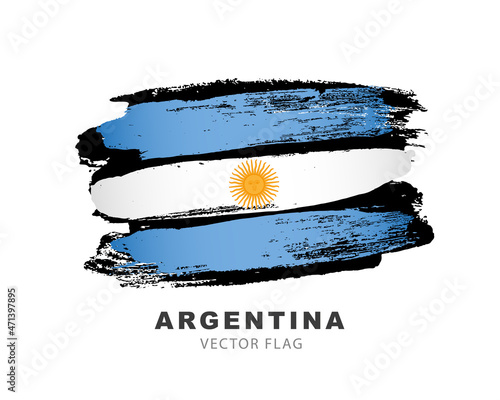 Argentina flag. Hand-drawn colored brush strokes. Vector illustration isolated on white background. Argentine flag