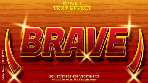 3D Text Effect Editable Brave Premium Vector
