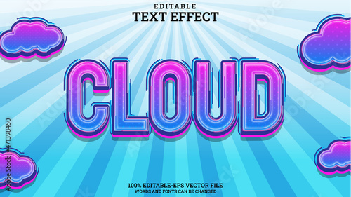 3D Text Effect Editable Cloud Premium Vector