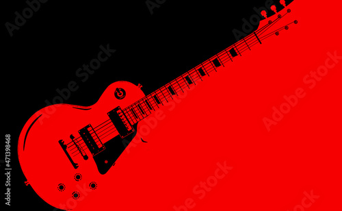 Red Electric Guitar Shadow Abstract