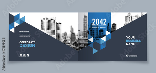City Background Business Book Cover Design Template - Landscape Layout