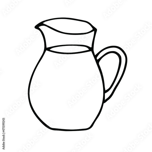 Milk jug vector illustration, hand drawing doodle