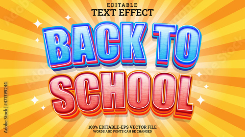 3D Text Effect Editable Back To School Premium Vector