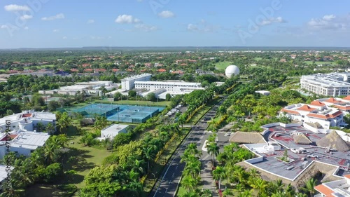 Panorama Of Paradisus Grand Cana Resort Hotel In Punta Cana, Dominican Republic. aerial photo