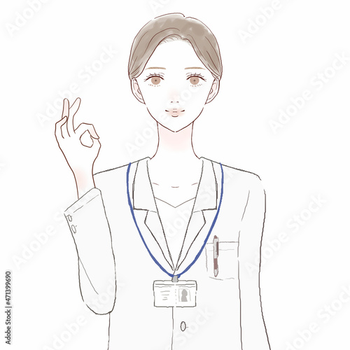 OKサインを出す女性医師