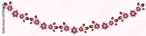 Illustration on a sheet of 4x1 format - stylized flowers with leaves - graphics. Banner for text, gift