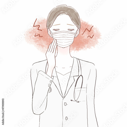 不織布マスク着用による摩擦・炎症に悩む女性医師