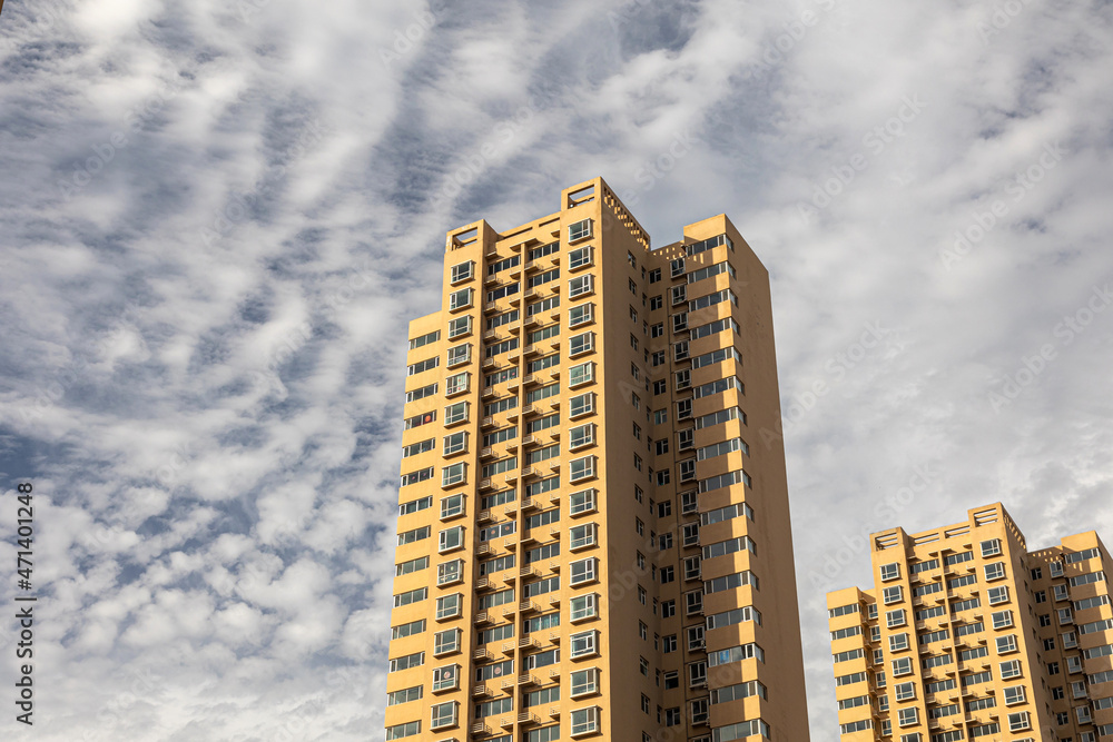 The residential quarter bristles with tall buildings The residential quarter bristles with tall buildings