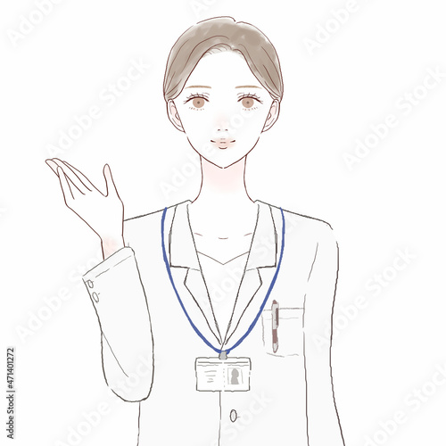 案内している女性医師