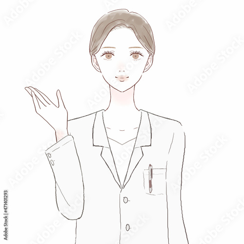 案内している女性医師