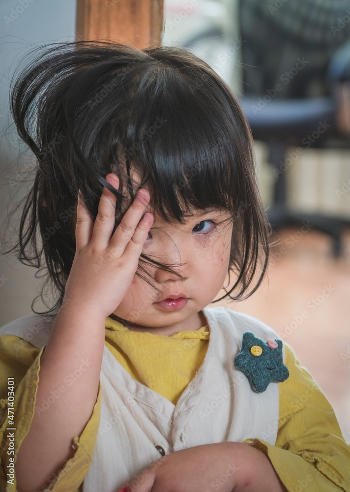 A girl with rich expressions in the room A girl with rich expressions in the room