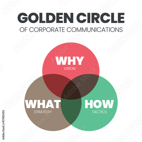 The Golden Circle and brain illustration of Simon Sinek are 3 elements starting with a Why question. Diagram vector presentation inform the origin of human performance or behavior of user target goal