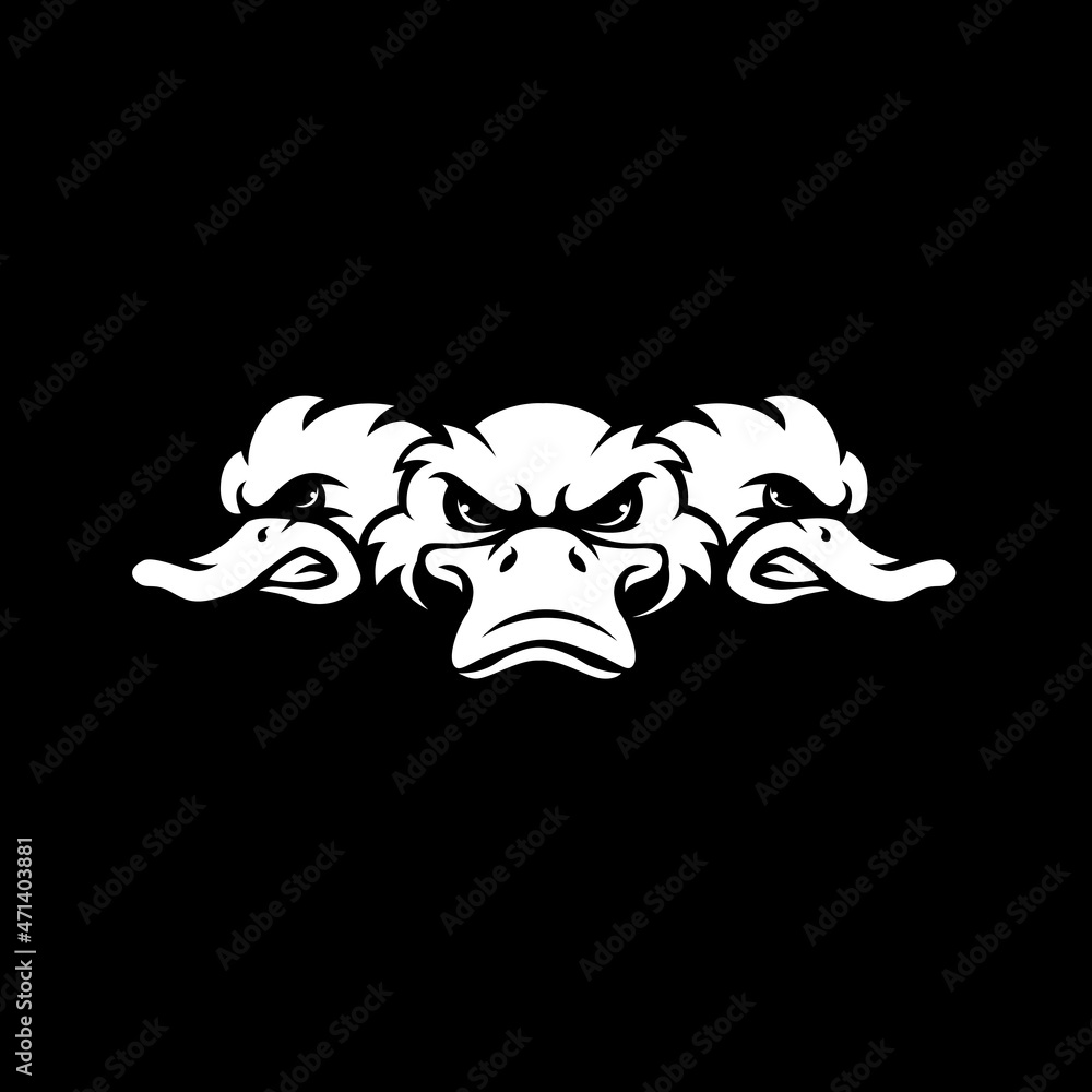 Duck mascot logo silhouette version. three duck logo in sport style, mascot logo illustration design vector