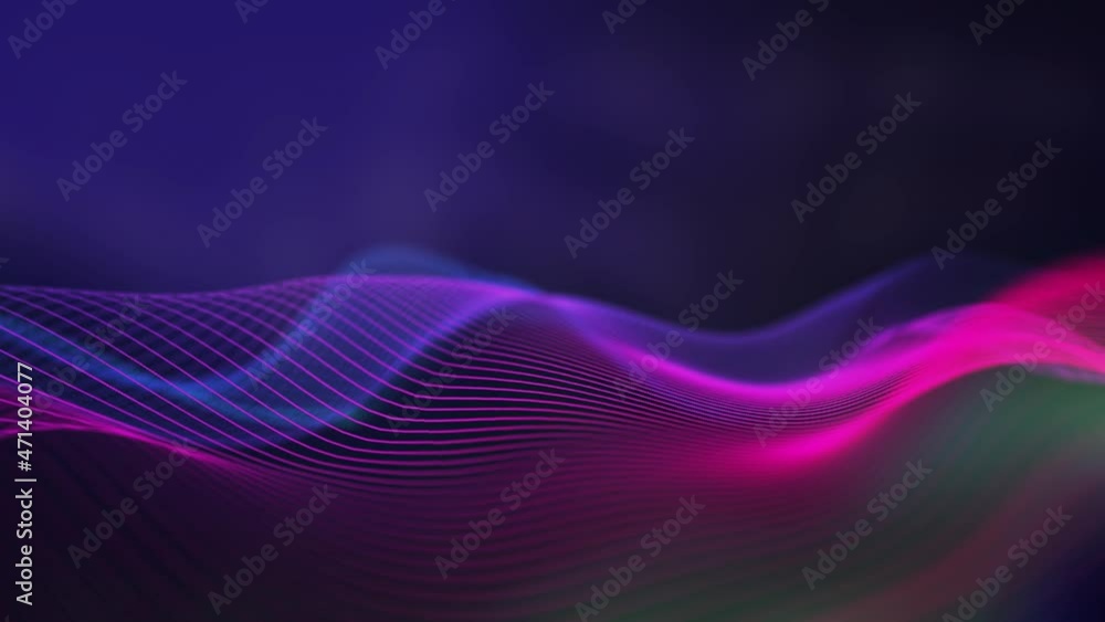 Abstract music wave technology background. Music background with geometric line pattern. Futuristic technology style. Seamless loop 4k
