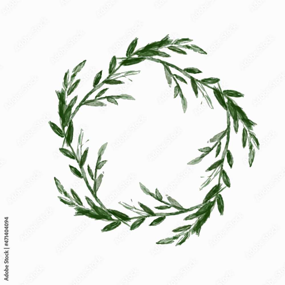 Obraz premium Illustration watercolor christmas wreath. green botanical branch