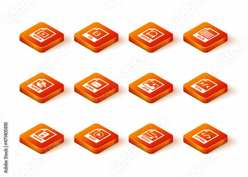 Set WAV file document, GIF, MP3, EML, M3U and JPG icon. Vector