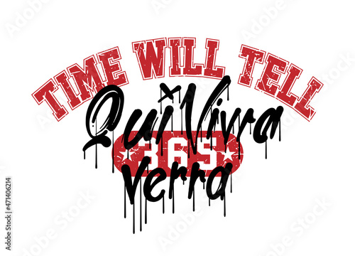 Time will tell translation of french words in vintage varsity style 