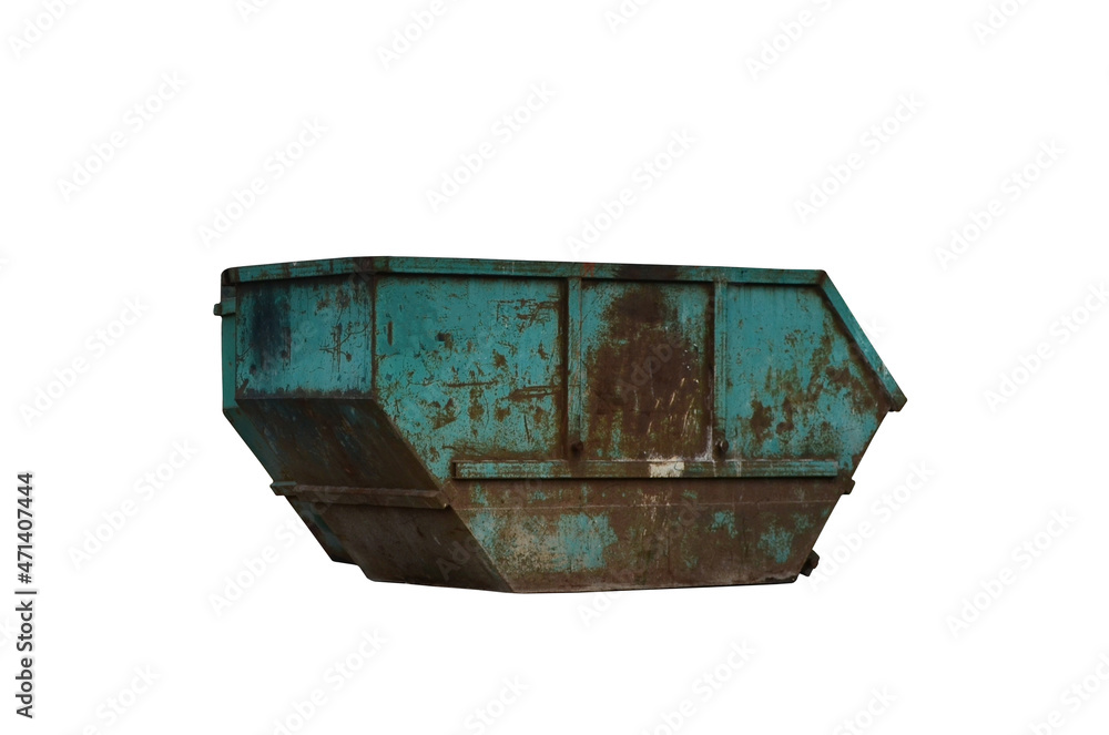 Dumpster for Demolition Removal isolated on white background. Container for garden waste and for