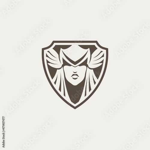 female vakyrie logo. vector illustration for business logo or icon