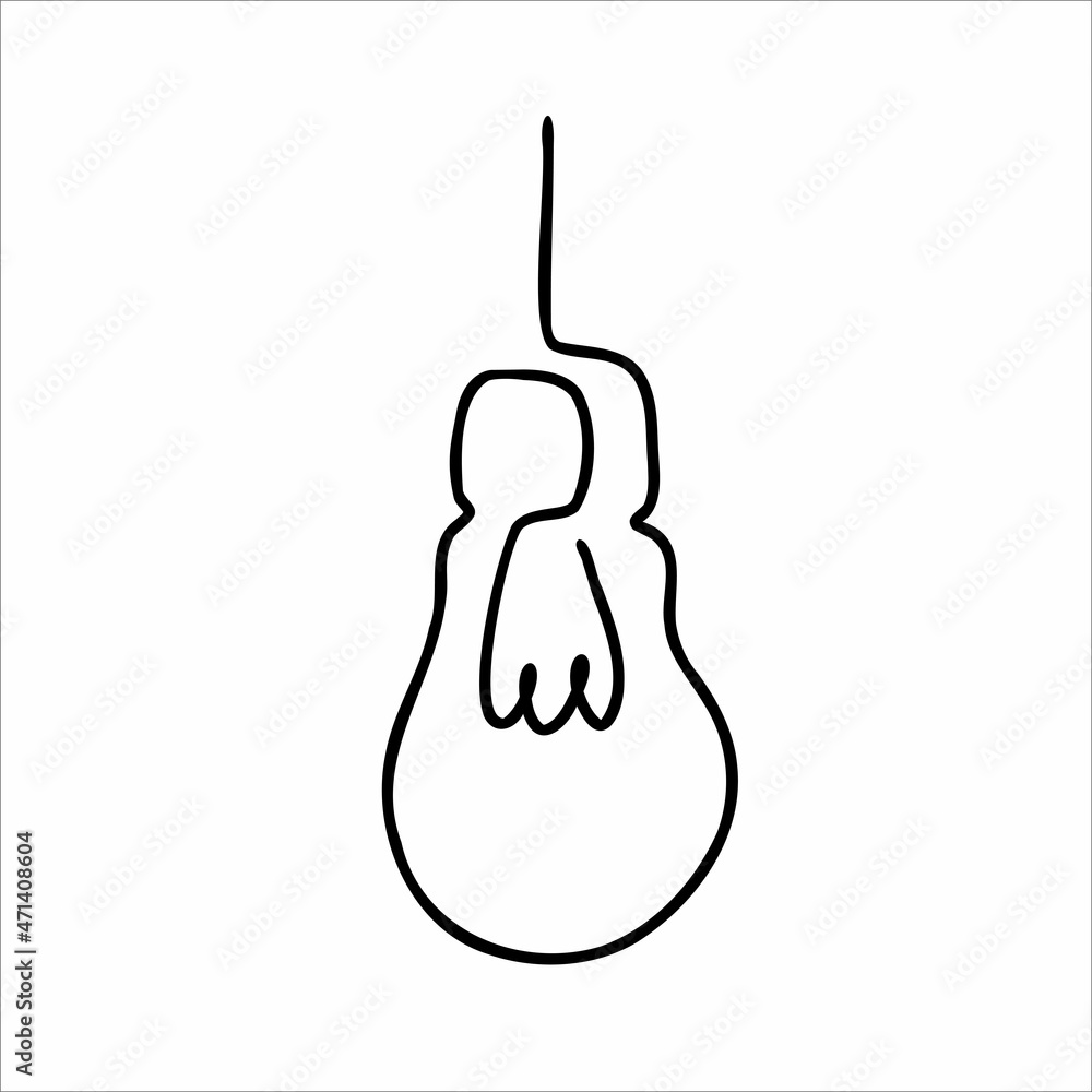 Fototapeta premium light bulb drawn with one line. Doodle light bulb drawn with black line.