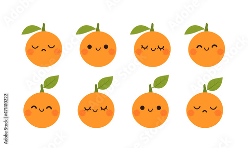 Cute Orange cartoons isolated on white background vector illustration.