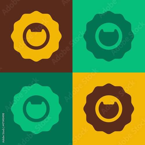 Pop art Bottle opener icon isolated on color background. Vector