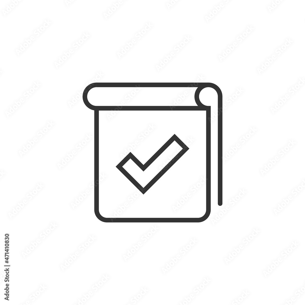 Document checklist icon in flat style. Report vector illustration on white isolated background. Paper sheet business concept. Document checklist icon in flat style. Report vector illustration on white isolated background. Paper sheet business concept.